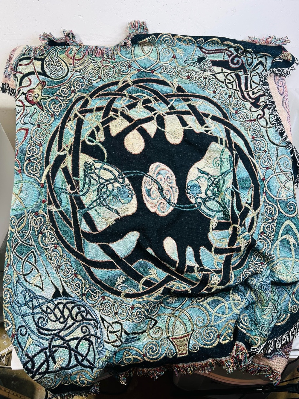 Irish Celtic Tree of Life Woven Tapestry Throw Blanket